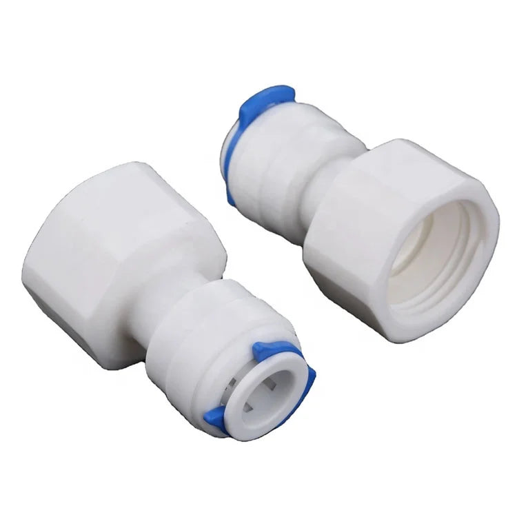 1/2" Internal Thread to 1/4" Straight Hose Fitting Fittings  RO Water  Quick Connect Reverse Osmosis White  Fast Connect
