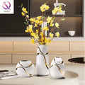 Three Piece Combination Ceramic Vase Elegant Exquisite Flower Arrangement Vase Set for Living Room Bedroom and Desk Decoration