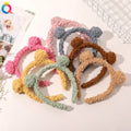 QIYUE New Fashion Plush Teddy Velvet Cute Bear Headband Winter Lamb Simple Hair Accessories Hair Band for Women