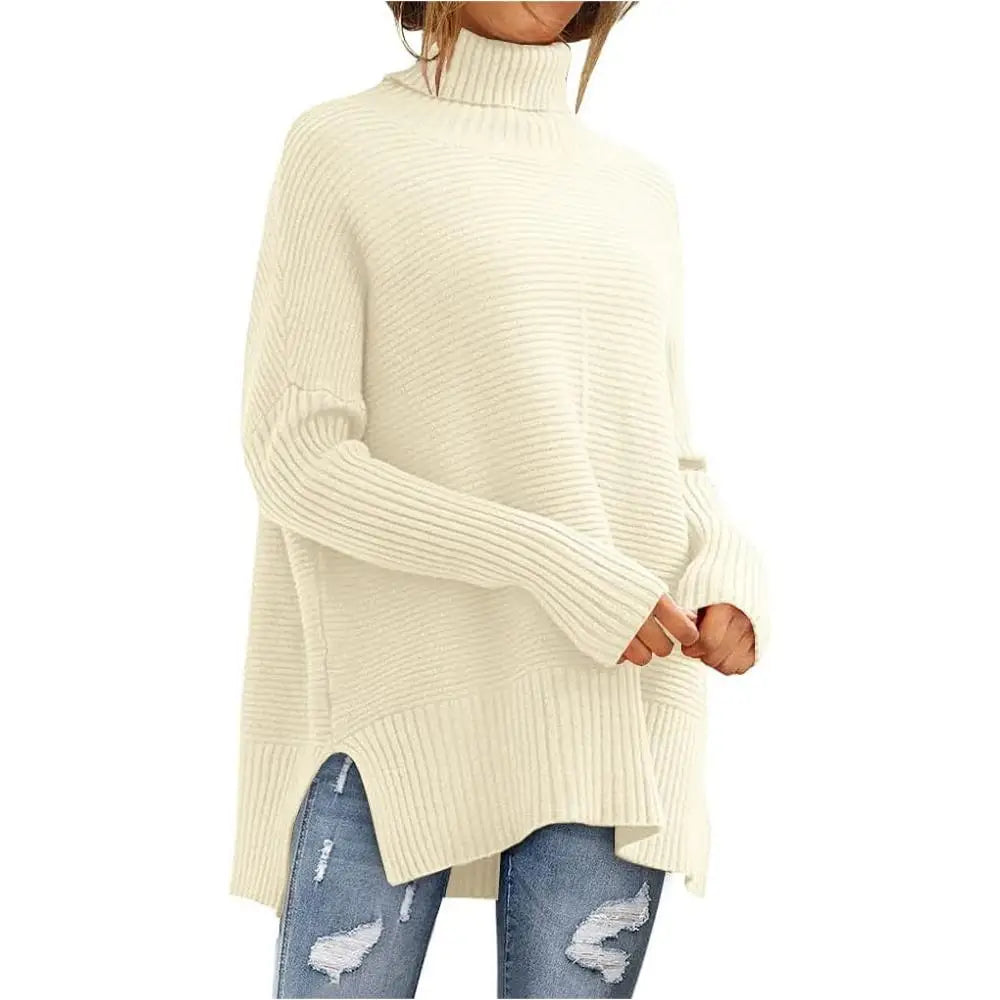 Women's Oversized Turtleneck Sweaters 2023 Fall Batwing Sleeve Ribbed Tunic Sweater