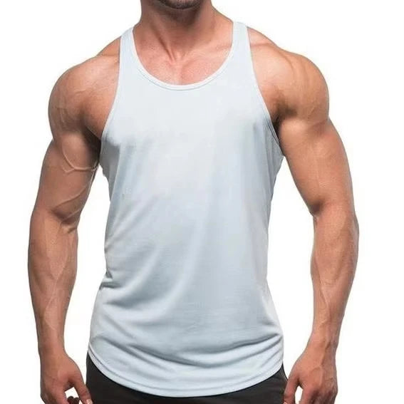 Hot Sale Summer Men's Casual Knitted Eco-Friendly 3D Embroidery Quick Dry Breathable Plus Size Running Fitness Tank Top Gym Vest