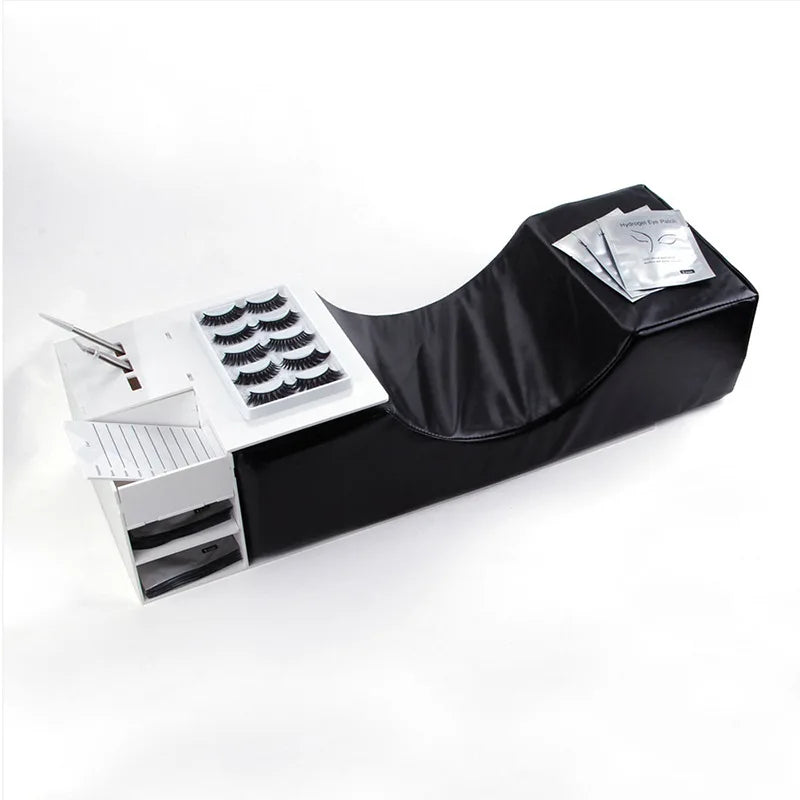 Hot Sale Eyelash Extension Neck Pillow With Acrylic Shelf Organizer Stand PU Leather Waterproof Lash Extension Lash Pillow