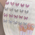 Love Butterfly New Explosive Splicing Stacked Diamond White Pink Nail Art Rhinestones Exquisite Zircon Wearing Nail Art Diamond