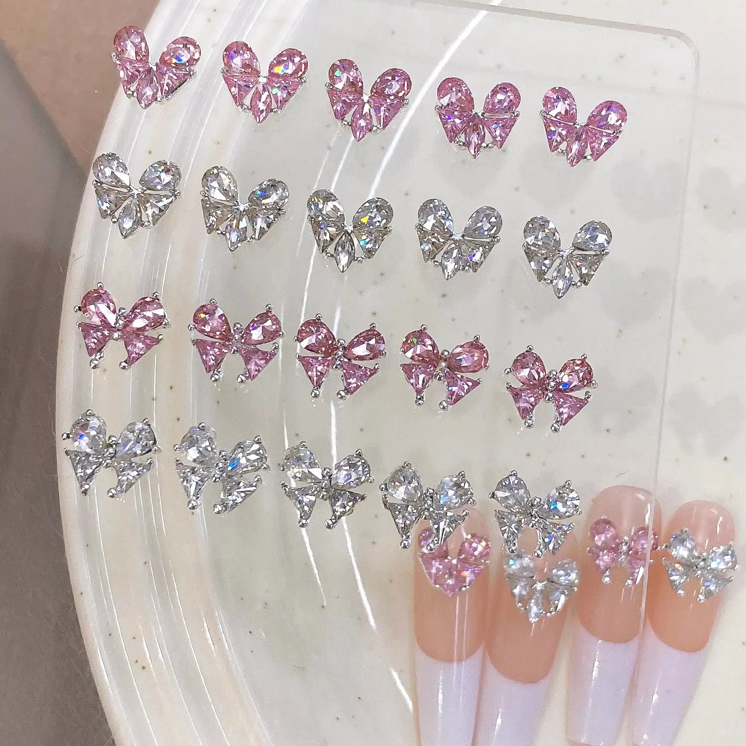 Love Butterfly New Explosive Splicing Stacked Diamond White Pink Nail Art Rhinestones Exquisite Zircon Wearing Nail Art Diamond