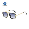 Teenyoun Uv400 Protection Rectangle Glasses for Men Metal Frame Shades Double Bridge Sunglasses Thick Square Sunglasses
