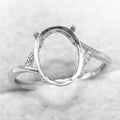 Sterling Silver 9*12mm Semi Mount Ring Empty Frame Blank Support Setting S925 Base Holder Without Center Stone for DIY Inlay