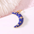 Factory Wholesale Gold Plated Enamel Crescent Moon Charm for DIY Jewelry Making