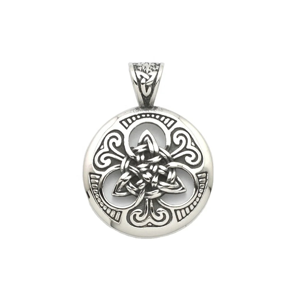 Viking Stainless Steel Flower Pendant Nordic Viking Pendant Biker Jewelry for Men and Women