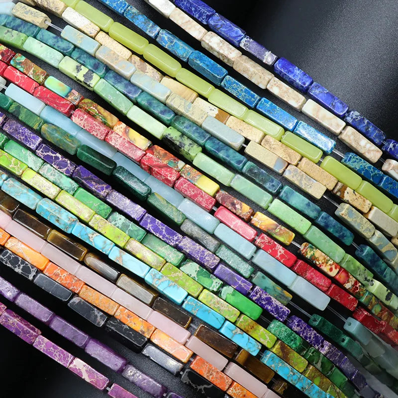 13x4MM Natural Rectangle Tube Shape Stone Loose Beads Imperial Jasper for Jewelry Making DIY Design