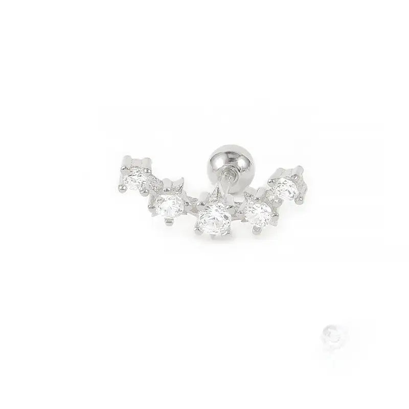 S925 Sterling Silver Eight-Awn Star Stud Earrings Single Piercing with Zircon Inlay Gold Plated for Engagement
