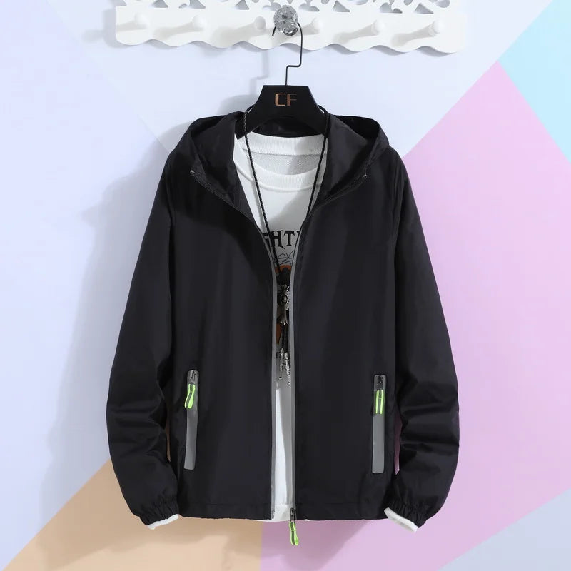 Plus Size Lightweight Breathable UV Protection Hoodie Zip Windbreaker Sun Protective Clothing for Running Fishing Cycling Thin