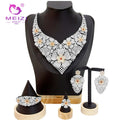MEIZI Luxury Women's Big Necklace Set Hyperbole Bridal Jewelry with Cubic Zirconia for Wedding Engagement Party Gift