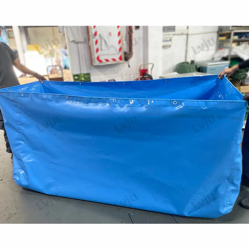 LVJU Aquaculture Tank Use Outdoor Fish Pond Liner 2000 Liters 2x1x1m 500 Gallons 6.6x3.3x3.3 ft PVC Blue Pond Liner