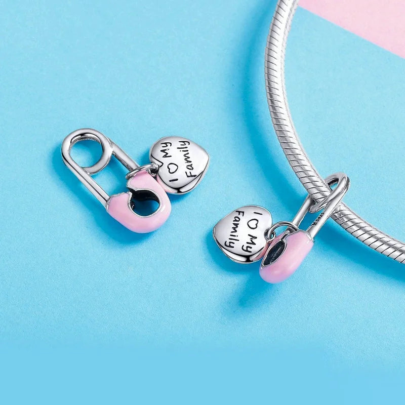 Custom Family Series Paper Clip Sterling Silver Bracelet Pendant Chain Charm