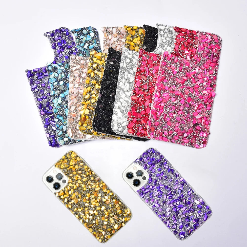 Factory Supply Self Adhesive Gravel Glass Diamond Patches Rhinestone Sticker Diy Phone Case Beauty Crystal Accessories
