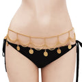 Vintage Waist Chain Hollow Carving Rhinestone Crystal Body Chain Summer Beach Body Waist Chain Jewelry