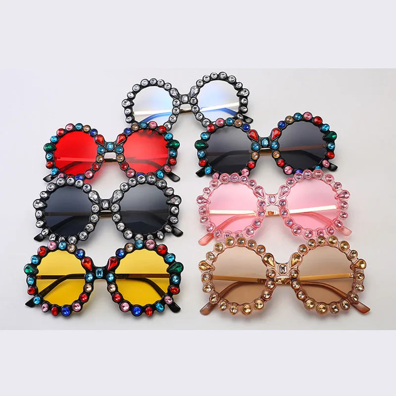 Fashion Hot Selling Ultraviolet-proof Shades Custom Logo Sun Glasses Metal Frame Women Mens Rhinestones Custom Sunglasses