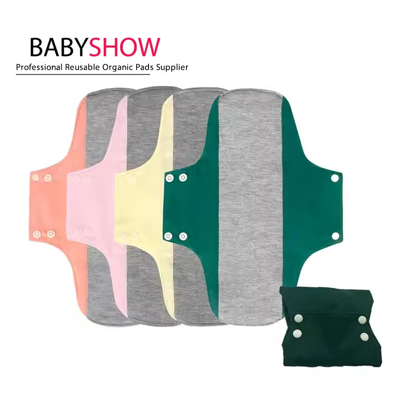 Babyshow  Reusable Customization Feminine Menstrual Organic Plain Solid Color Cotton Organic Cloth Sanitary Period Pads