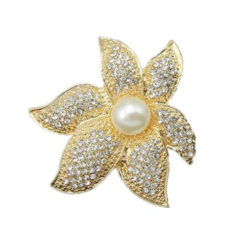 Go Party Banquet Full Rhinestone Flower Brooches Pins Safety Pin Brooch for Women Girls Clothing Coat Corsage Accessories