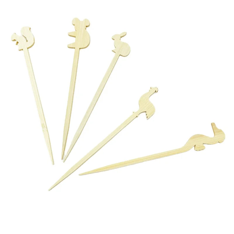 100% Natural Bamboo Skewers Cartoon Style Corndog Pick Korean Style Gas Grill Sticks Uncoated Easily Cleaned Healthy