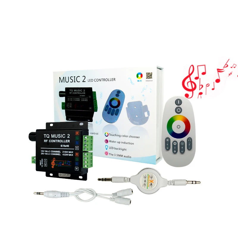 Hot Sales 12V RGB LED Strip Christmas Light with Music & Sound Audio RF Touch LED Remote Controller for Festive Decorations