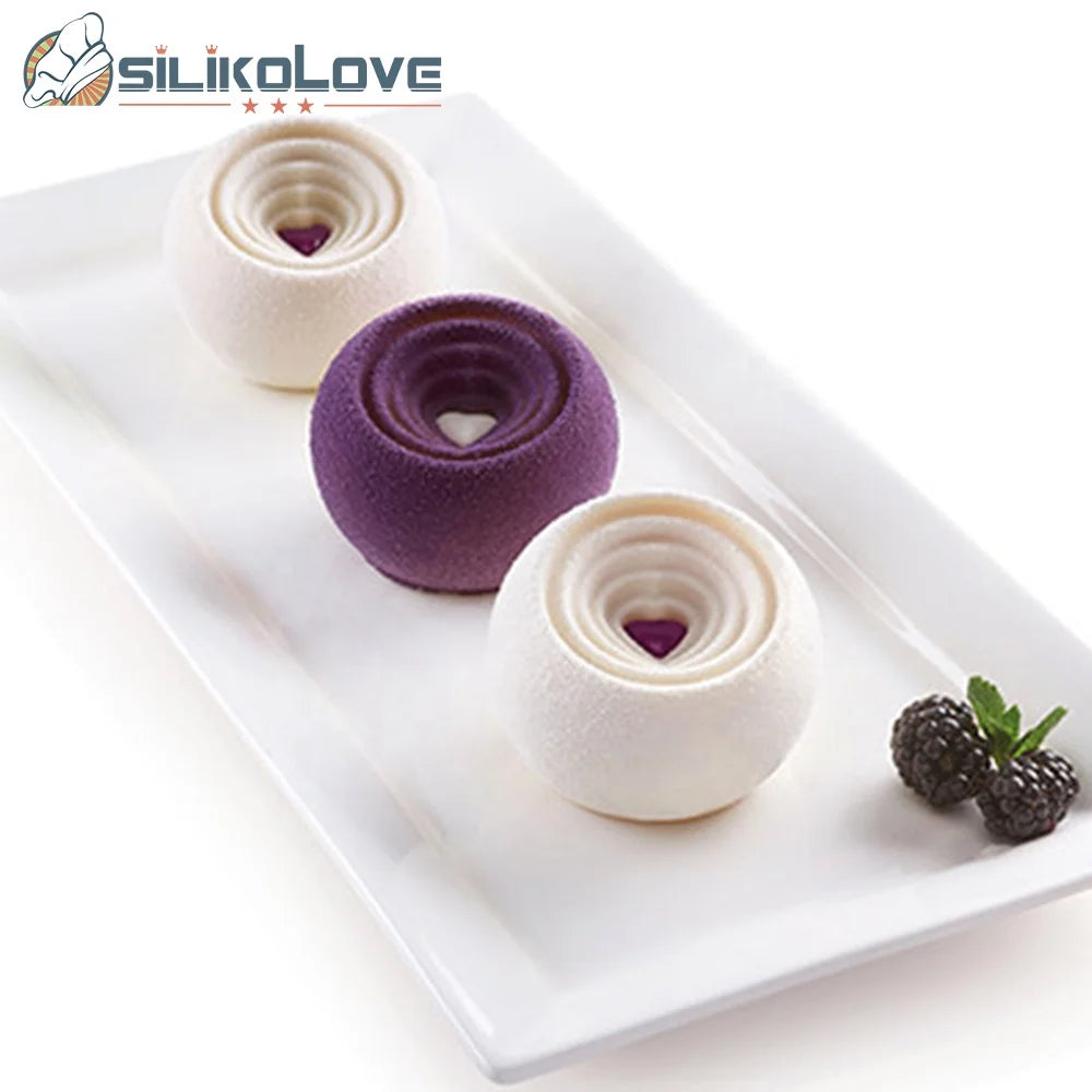 SILIKOLOVE Heart vortex Mousse Cake Mold Silicone Pastry Mold for DIY Homemade French Desserts Sugarcraft Tools