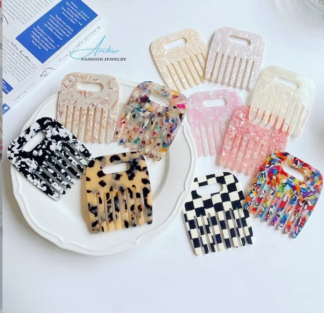 Mini Size Hair Comb Round Custom Logo Color Wide Tooth Comb Fashionable  Acrylic Acetate Comb