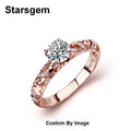Pattern Hollow Design Real 9k 10K 14K 18K Yellow White Rose Solid Gold Diamond Ring