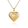Stainless Steel Opening Photo Frame Carving Heart Pendant Necklace Women Souvenir Jewelry Gift