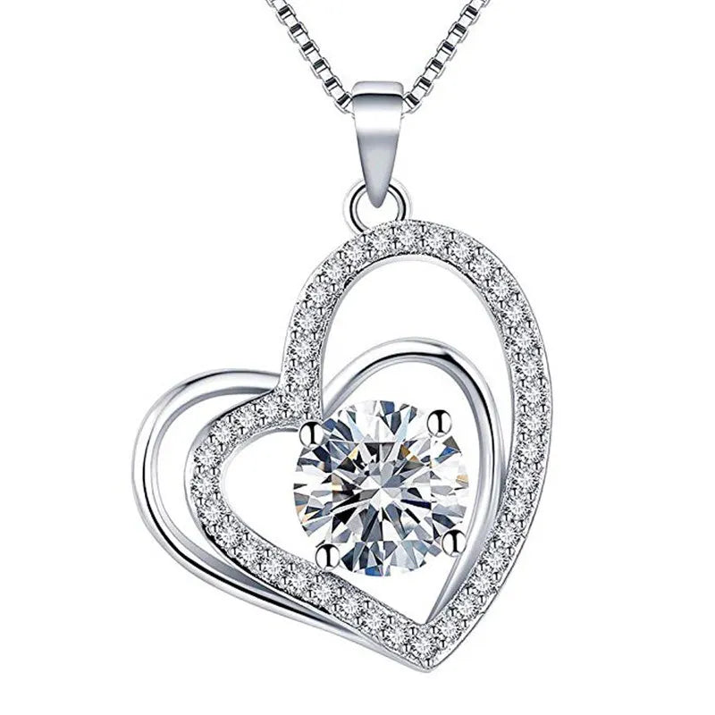 Huitan Lover Heart Shape Necklace Charms Pendant Necklace Women Clavicle Chain Wholesale Necklaces
