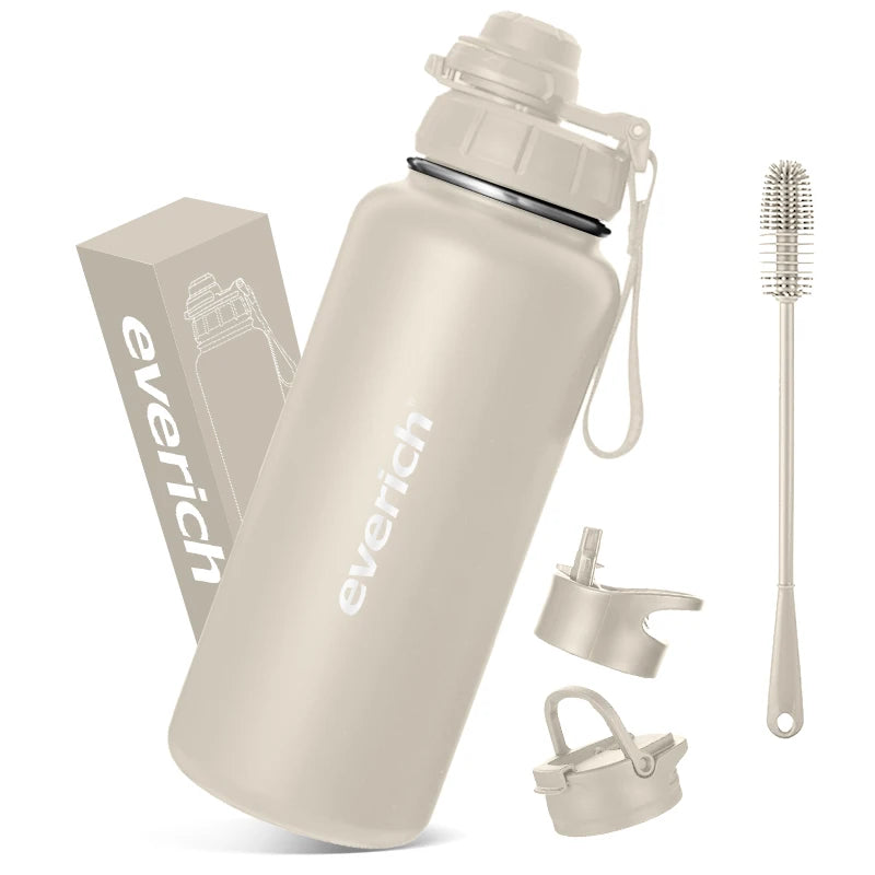 Custom Logo Sports Gym BPA Free Stainless Steel 32oz Half Gallon Clear Motivational Water Bottle With Time Marker and Straw