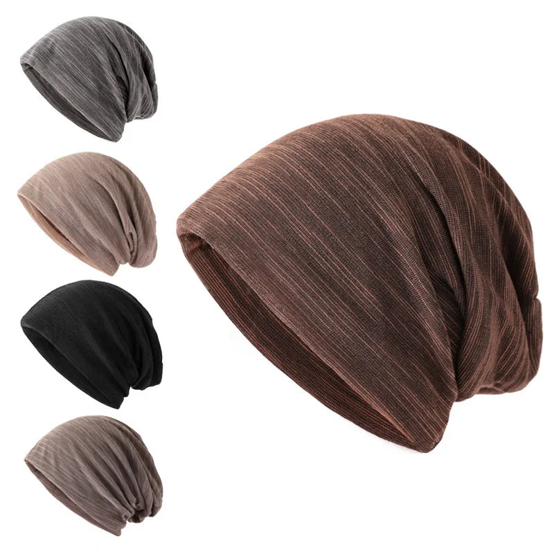 2022 Spring Autumn Acrylic Loose Solid Pile Hat Outdoor Warm Thin Knitted Beanie Casual Pile Hats Skull Cap