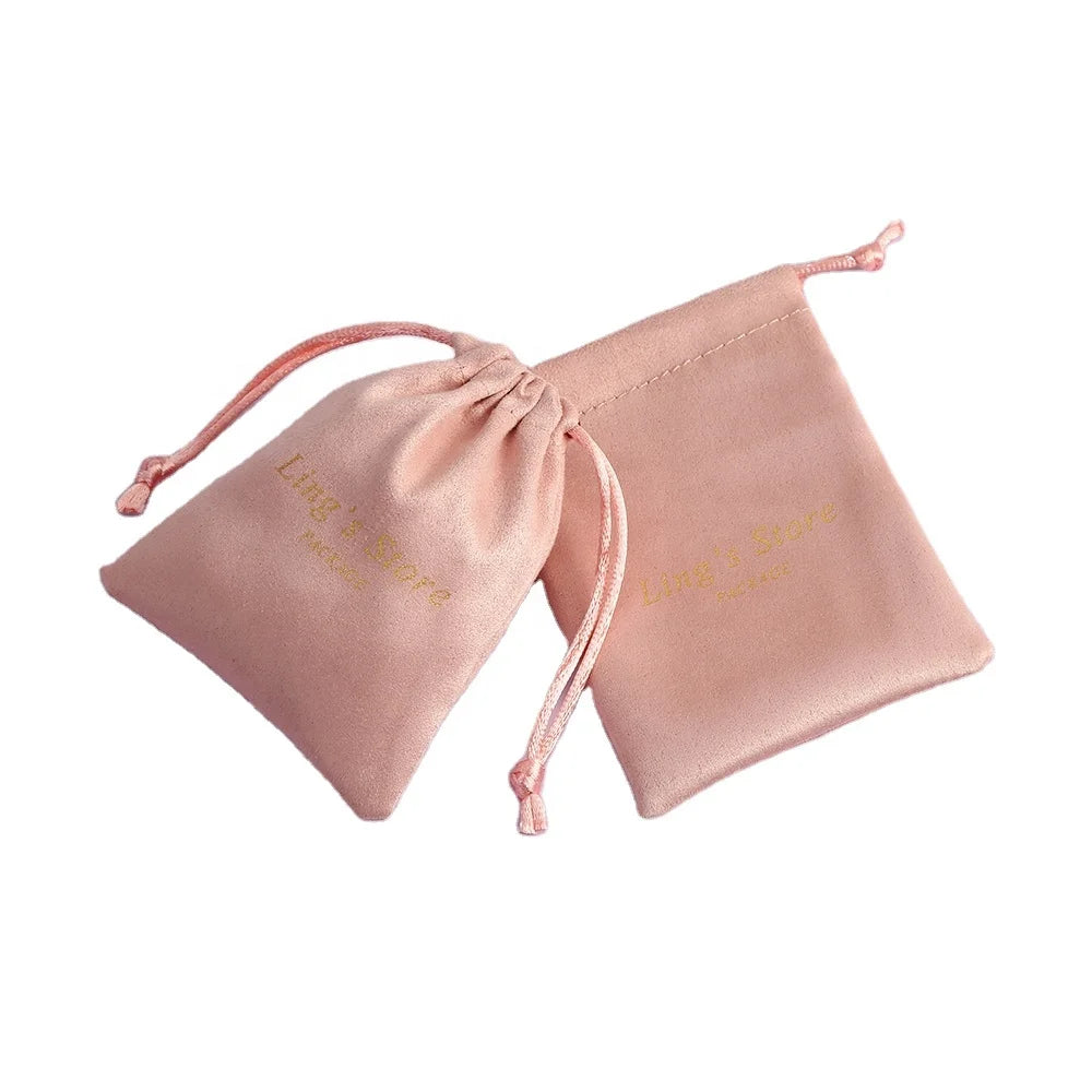 7x9cm Pink High Quality Velvet Jewelry Pouch Bag Cosmetic Bag Jewelry Bags With Logo
