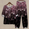 S-5XL Women's Casual Comfortable Loose T-shirt Set 2-piece Set of Printed Round Neck Half Sleeve Top and Printed Pants