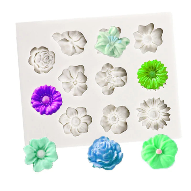 Daisy Rose Flower Shape Silicone Mold Fondant Chocolate Cupcake Baking Mold