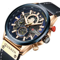 CURREN 8380 Man WristWatch Chronograph Sport Men Watch Top New Luxury Gold Blue Genuine Leather Calendar Male Clock Gift