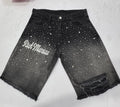 US Free Tax Men's Y2k Streetwear Rhinestone Baggy Long Jorts Oversized Acid Wash Distressed Denim Jean Shorts for Men