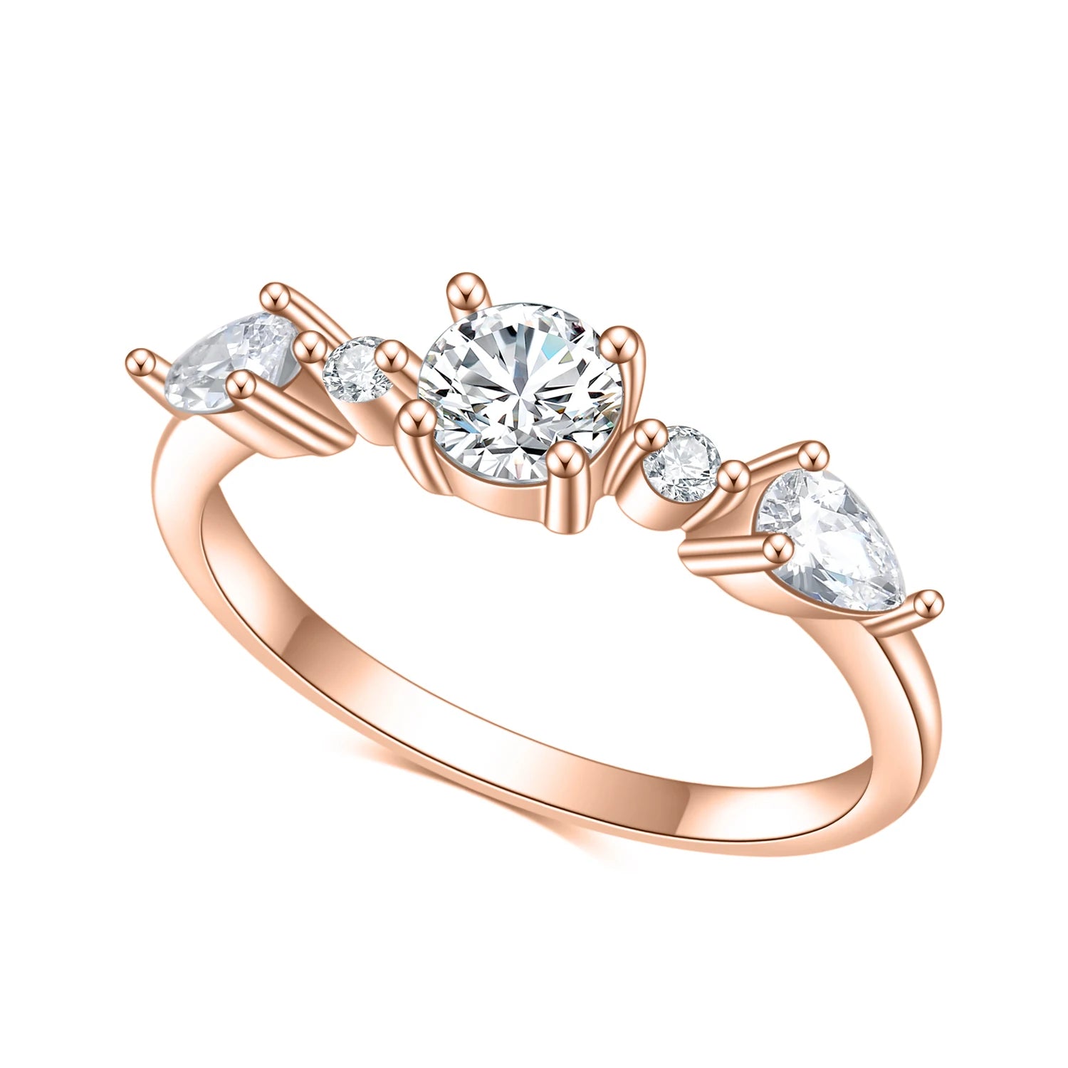 OL0980 Abiding Jewelry Custom Round VVS1 DEF Color Moissanite Diamond Jewellery 14K Gold Plated Silver Ring for Girls