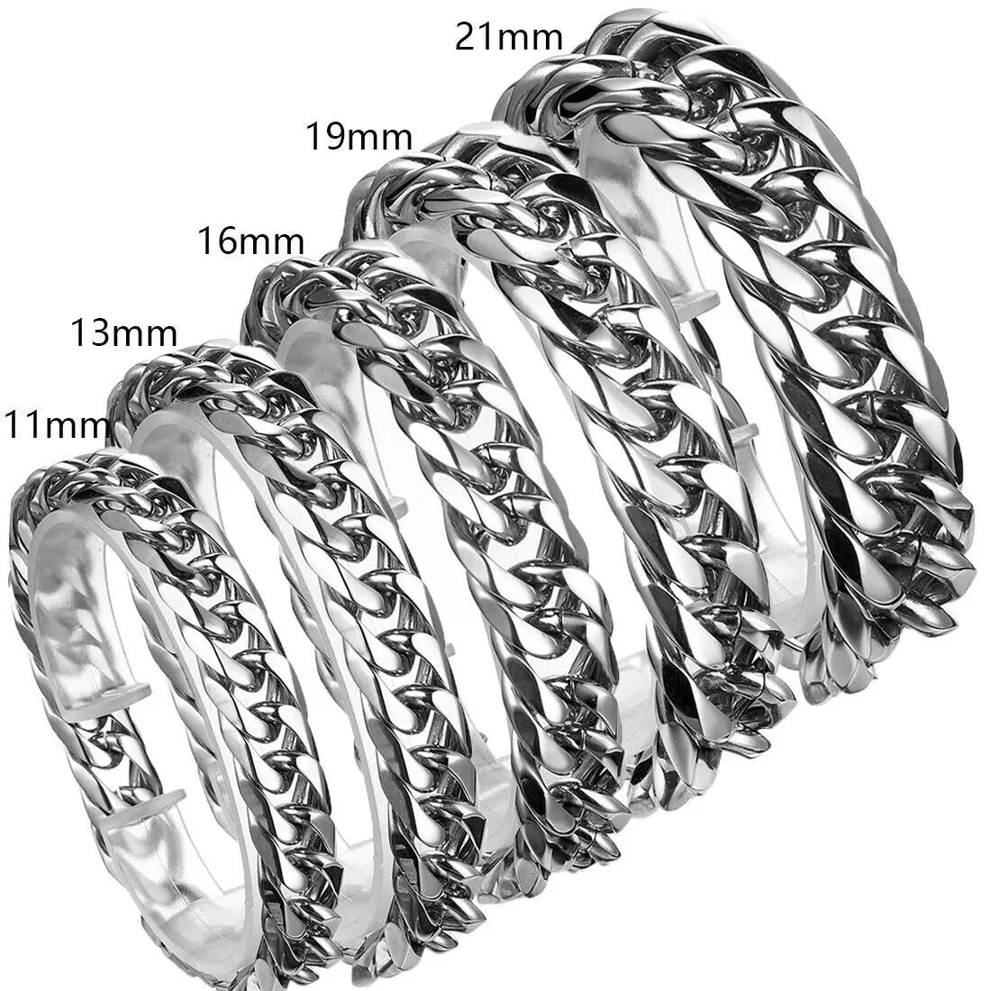 9mm/11mm/13mm/16mm/21mm Wide European and American Hip Hop Simple Titanium Steel for Men and Women Couples Steel Bracelet