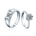 XJZ050 1 Carat Sterling Silver Bridal Set Moissanite Diamond Engagement Wedding Ring Bands with Round Brilliant Cut