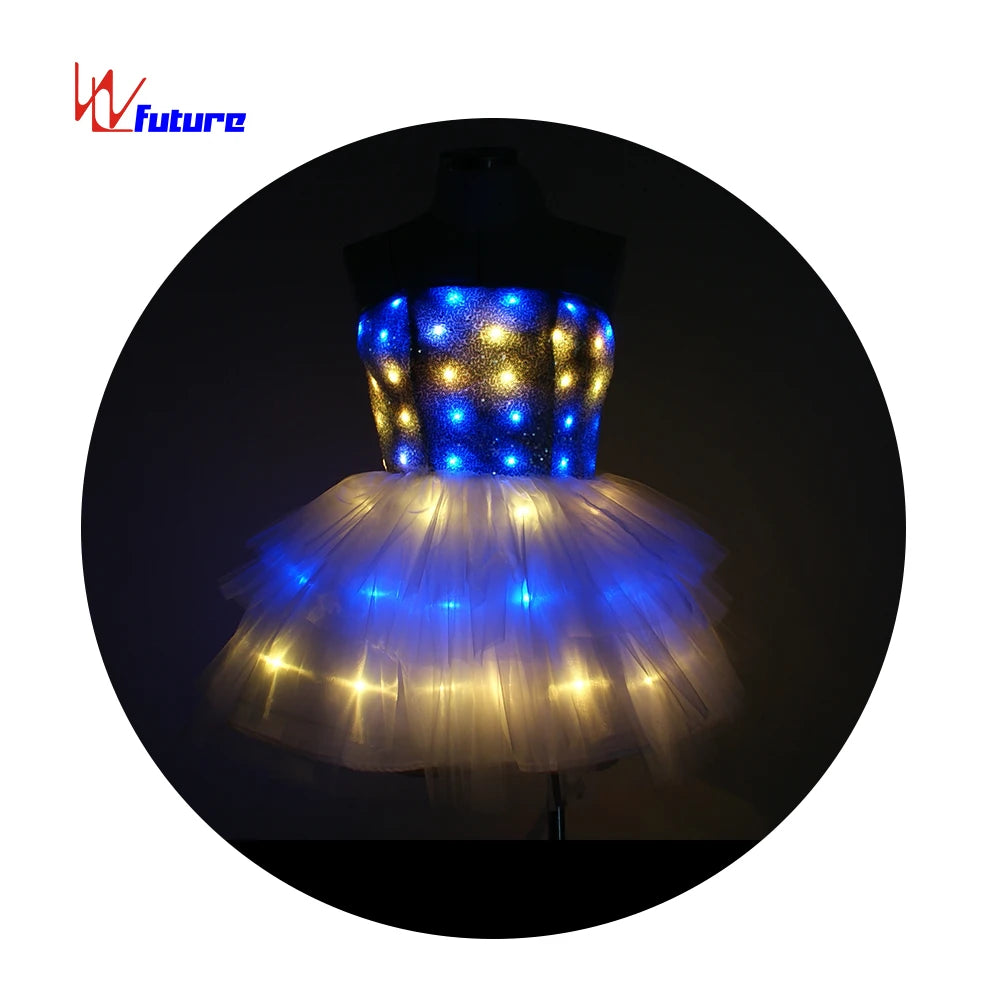 Wholesale DMX 512 Controlled Women's Silk LED Dresses for Performances Dance Shows Proms