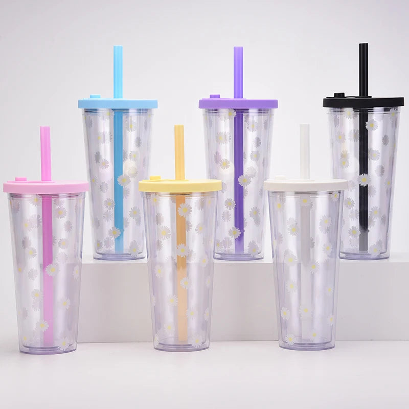 BOBA 700 ML Double Layer Tumbler Large Capacity Food Grade Material Transparent Customized Straw Drinkware Product