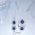 New S925 Silver Necklace Female Sapphire Pendant Diamond 5a Zircon Bridal Jewelry Set for for Women Girls