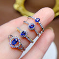 Factory Supply Exquisite Classic 925 Sterling Silver Oval Cut Natural Sapphire Wedding Party Hand Twist Rings