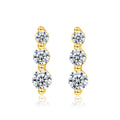 CZCITY New Trendy Simple Round Zircon Earring S925 Sterling Silver Pagoda Bar Minimalist Vintage Jewelry Gold Plated