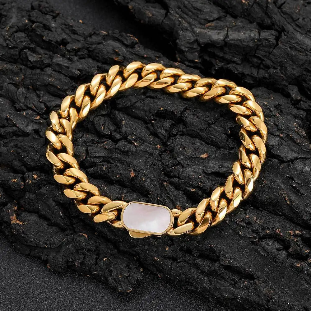 VEROMCA Men's Hip Hop Stainless Steel Bracelet Set Shell Buckle Fashion Chain & Link Jewelry Wholesale Bracelet