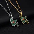 18K Gold Plated Stainless Steel Link Classic Bangladesh Flag Map Pendant Necklace Enameled National Symbol Necklace Bangladesh