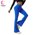 High Waist Women's Wide Leg Flared Scrunch Butt Leggings with Tummy Control Solid Pattern Pants