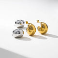 YF3367 Hypoallergenic Jewelry High Polish Stainless Steel Hollow CC Earrings 18K Gold Plated Titanium Steel Moon Stud Earring