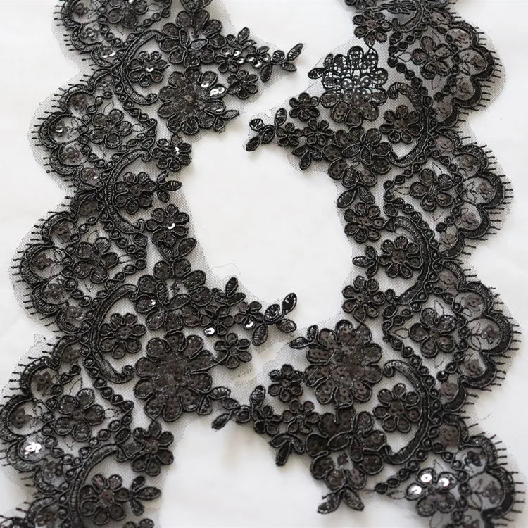 Handmade Sequin Trim Mesh Lace 100% Polyester DIY Wedding Dress Veil Costume Accessories Multicolor 6 Yards Bags Shoes